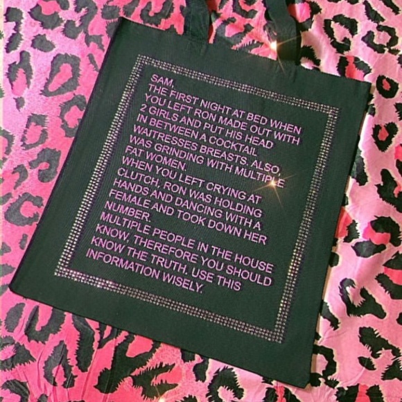 Handbags - Y2K McBling Jersey Shore Rhinestone The Note Tote Bag